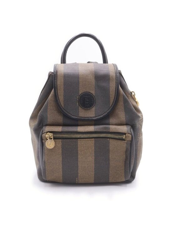 Fendi Pecan Mini Backpack Black Khaki Leather Gold main image 6
